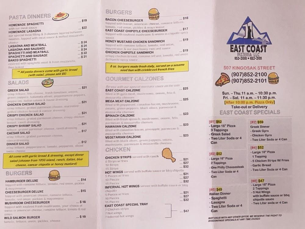 East Coast Pizzeria Menu image 3